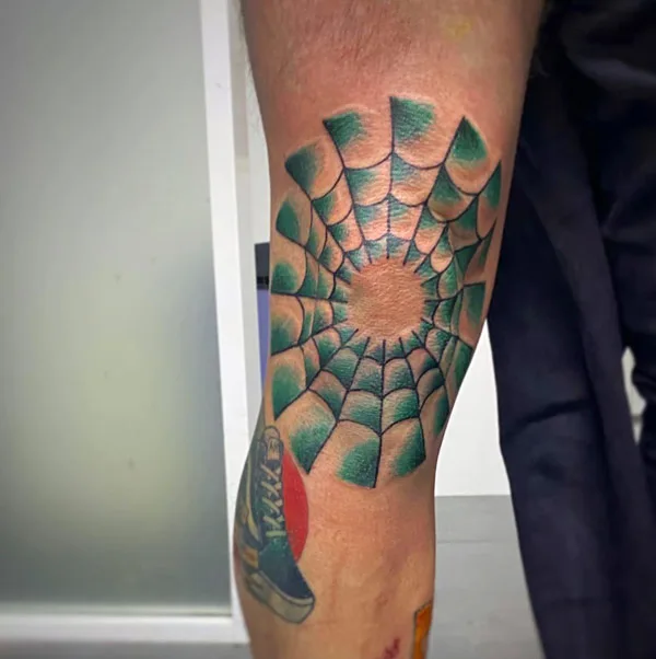 Spider Web Knee Tattoo 2