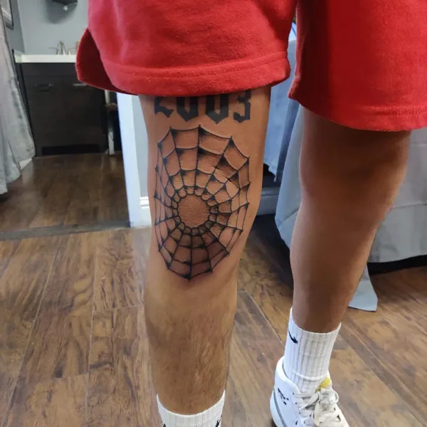 Spider Web Knee Tattoo 3