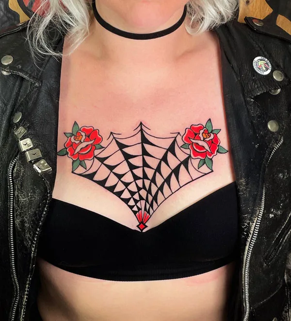 Spider web tattoo 75