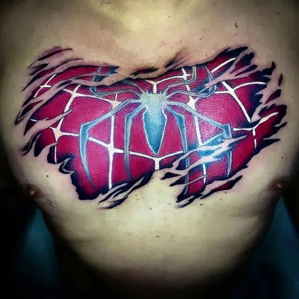 Spiderman Tattoo on Chest 2