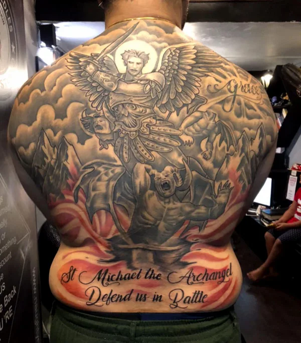St Michael Back Tattoo 2