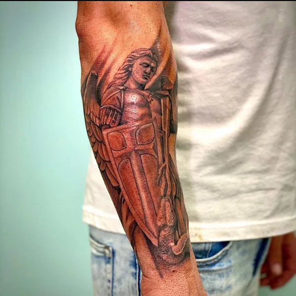 St Michael Forearm Tattoo 2