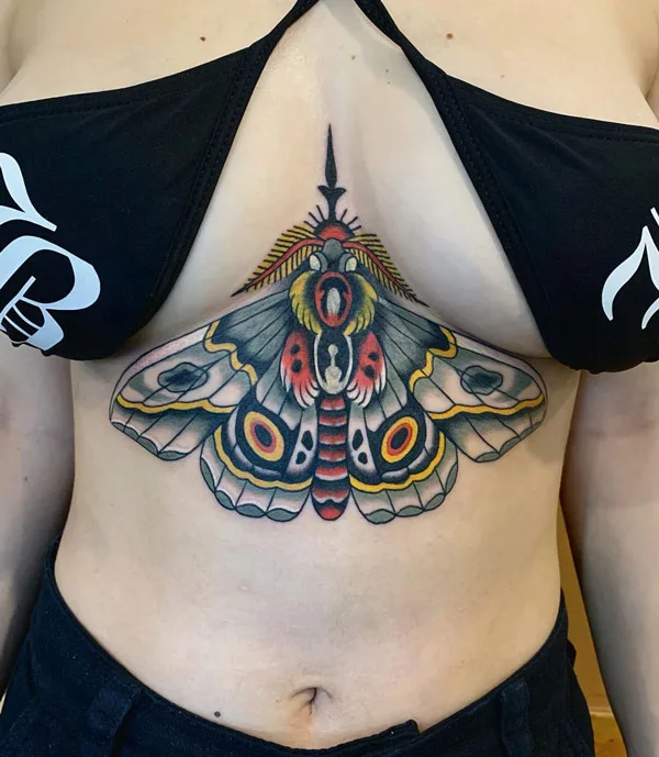 Sternum Moth Tattoo 1