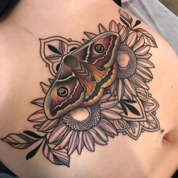 Sternum Moth Tattoo 2