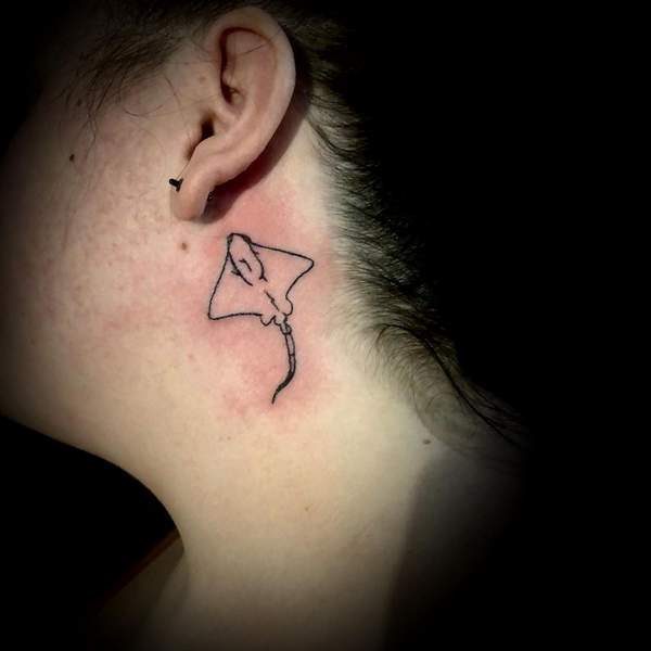 Stingray Tattoo Behind The Ear