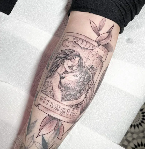 Strength Tarot Card Tattoo 3