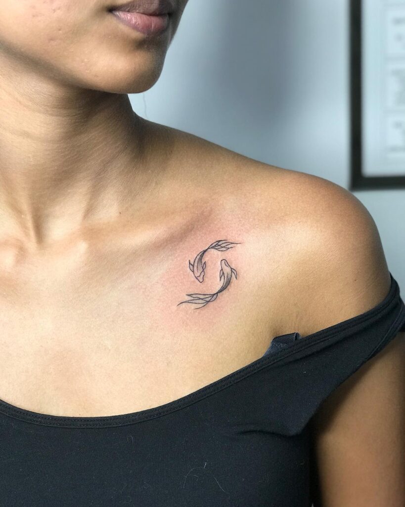 Stunning pisces constellation collarbone tattoo for a subtle cosmic charm celestial whispers