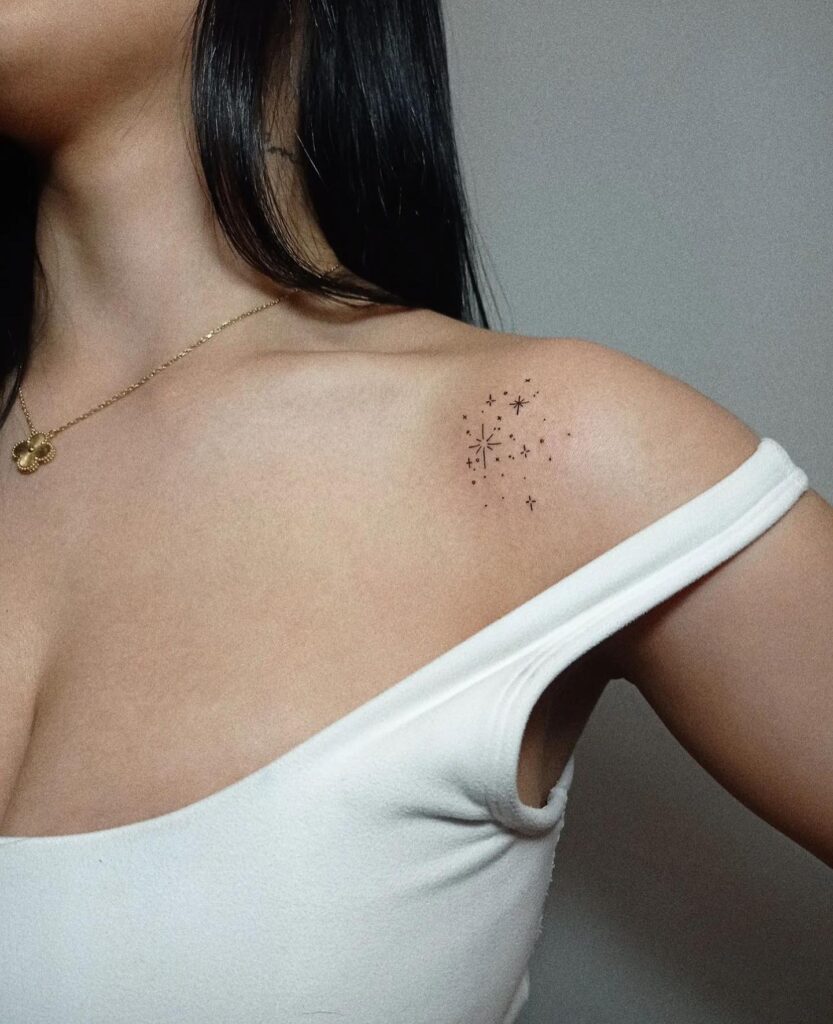 Subtle starry delight small star tattoos on shoulder for girls