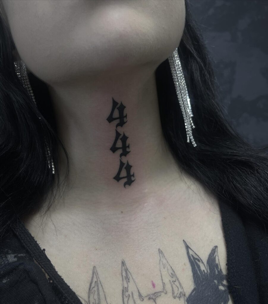 Subtle statements simple 444 text neck tattoos for women
