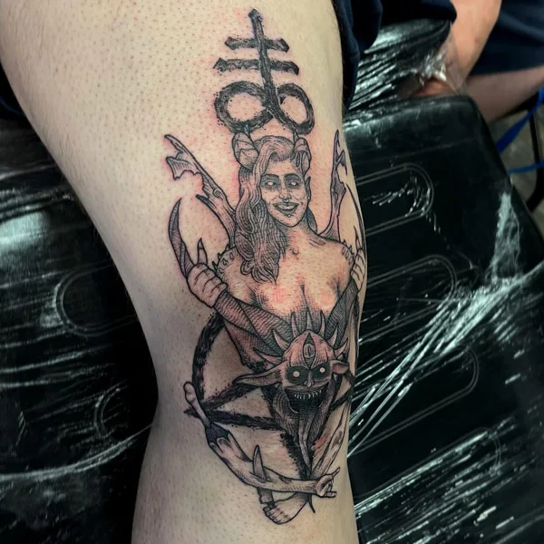 Succubus knee tattoo
