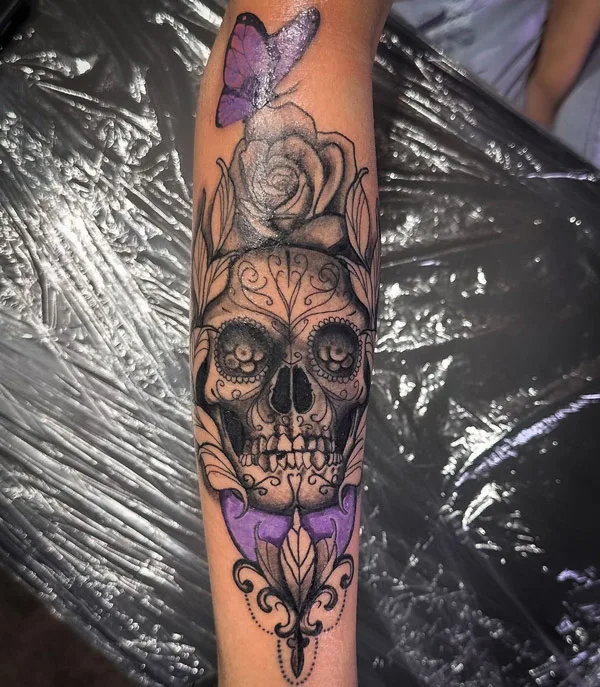 Sugar Skull Forearm Tattoo 2