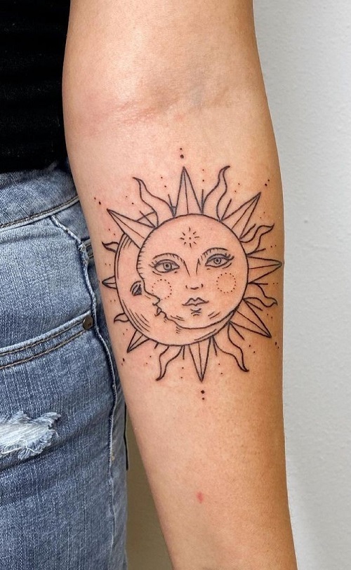 Sun Tattoo Designs That Radiate Positive Energy 3