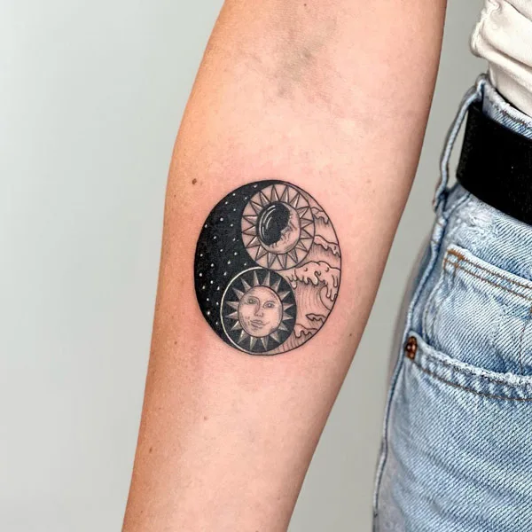 Sun and Moon Yin Yang Tattoo 2