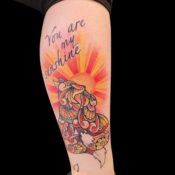 Sun with rays tattoo 1