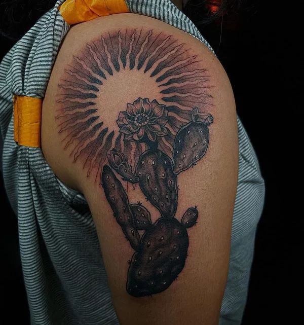 Sun with rays tattoo 12