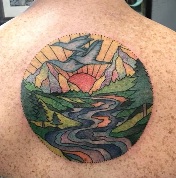 Sun with rays tattoo 16