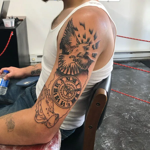 Sun with rays tattoo 20