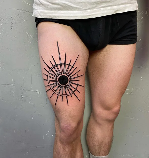 Sun with rays tattoo 24