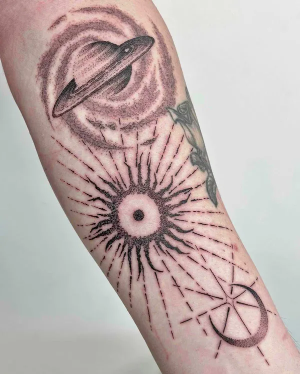 Sun with rays tattoo 29