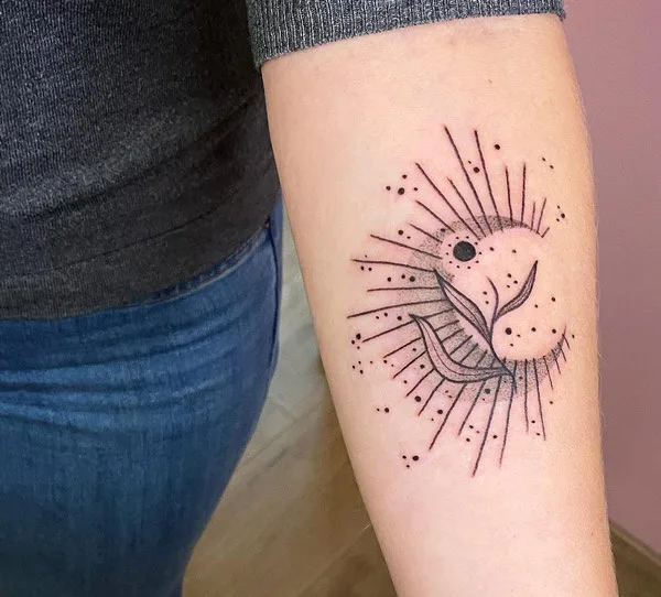 Sun with rays tattoo 3