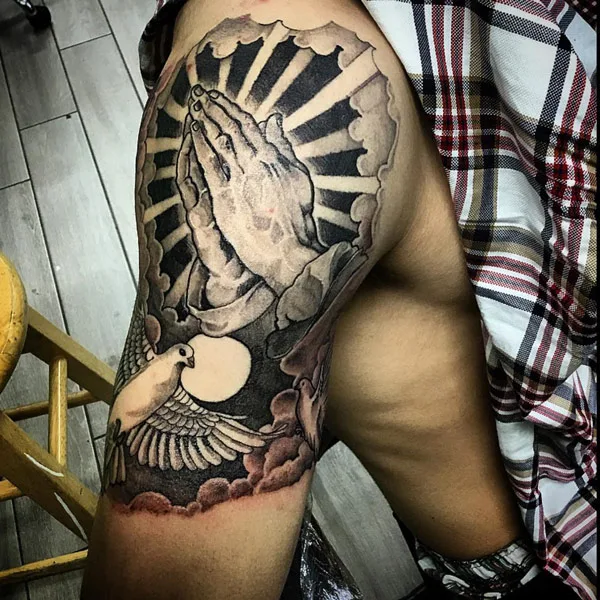 Sun with rays tattoo 38