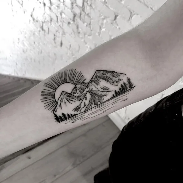 Sun with rays tattoo 4