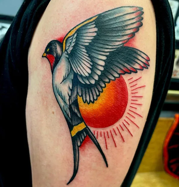 Sun with rays tattoo 8