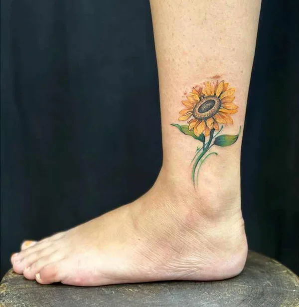 Sunflower Ankle Tattoo 1
