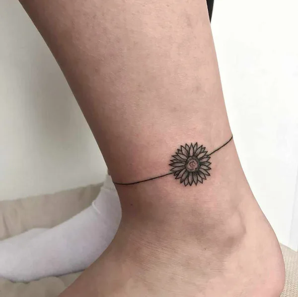 Sunflower Ankle Tattoo 2