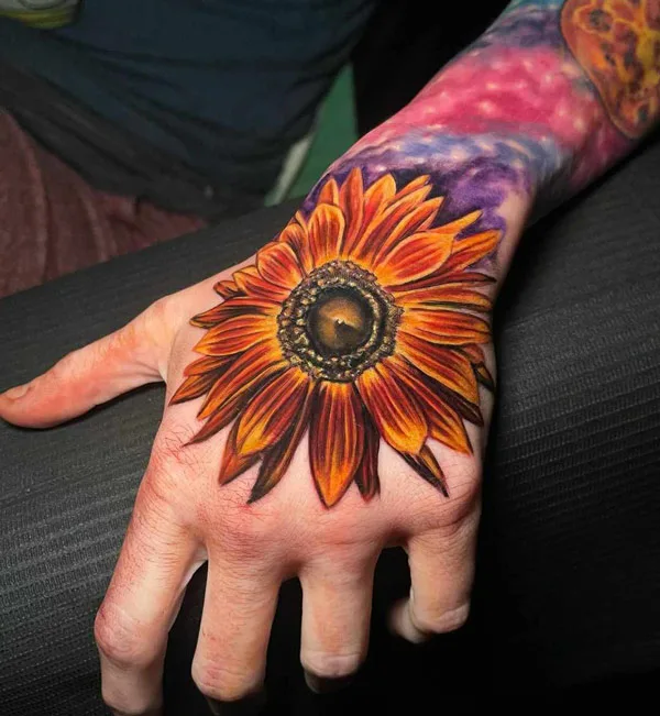 Sunflower Hand Tattoo 1