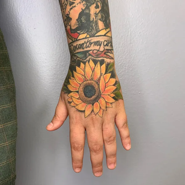 Sunflower Hand Tattoo 2