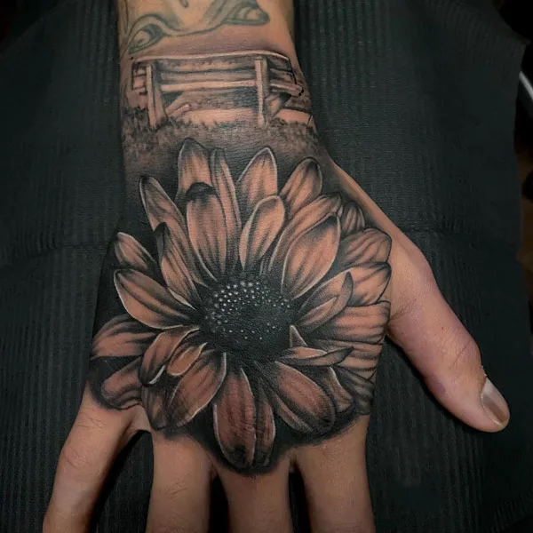 Sunflower Hand Tattoo 3