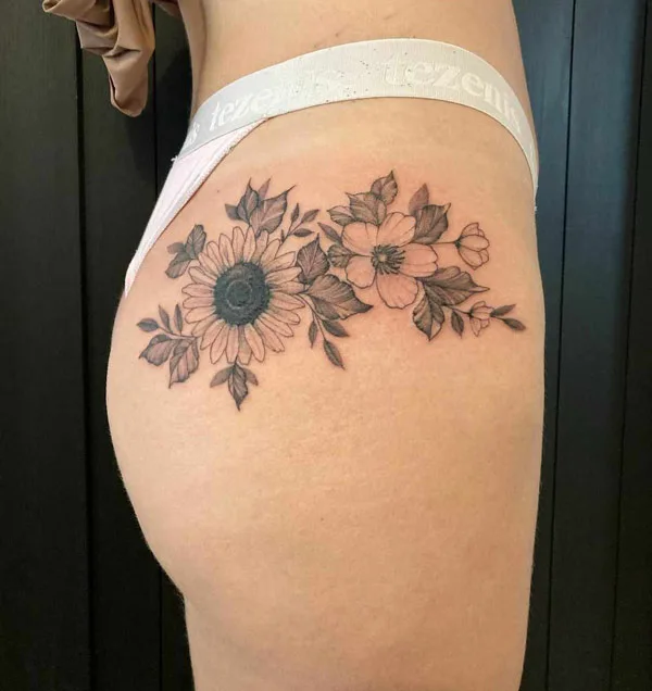 Sunflower Hip Tattoo