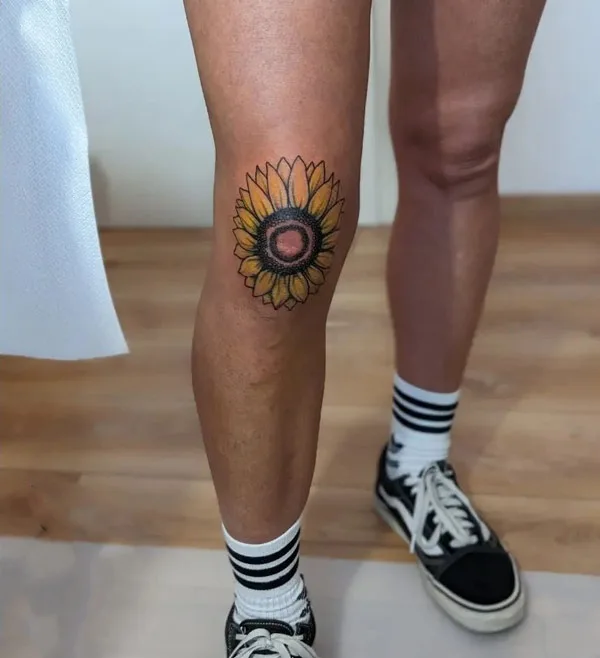 Sunflower Knee Tattoo