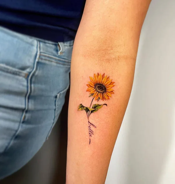 Sunflower Name Tattoo 2