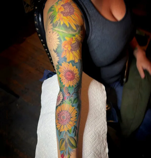Sunflower Sleeve Tattoo 1