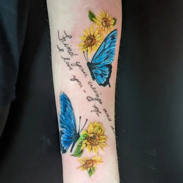 Sunflower and Butterfly Tattoo 2
