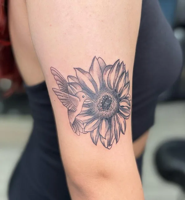 Sunflower and Hummingbird Tattoo 2