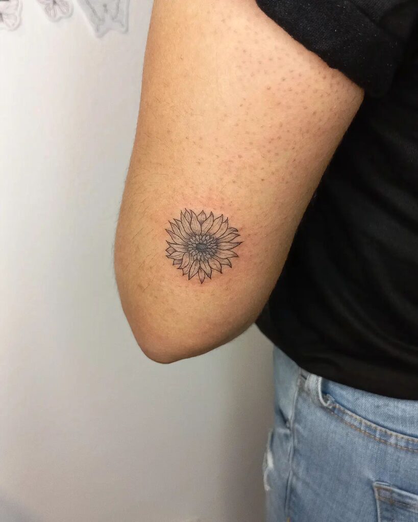 Sunflower Tattoo on the Back of the Above the Elbow: Radiant Bloom