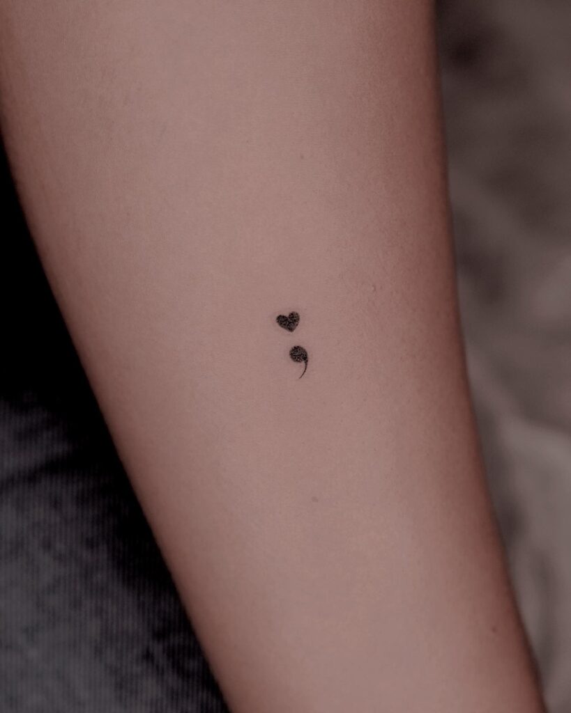 Super Tiny Semicolon Tattoo on the Forearm for Girls: Tiny Reminder