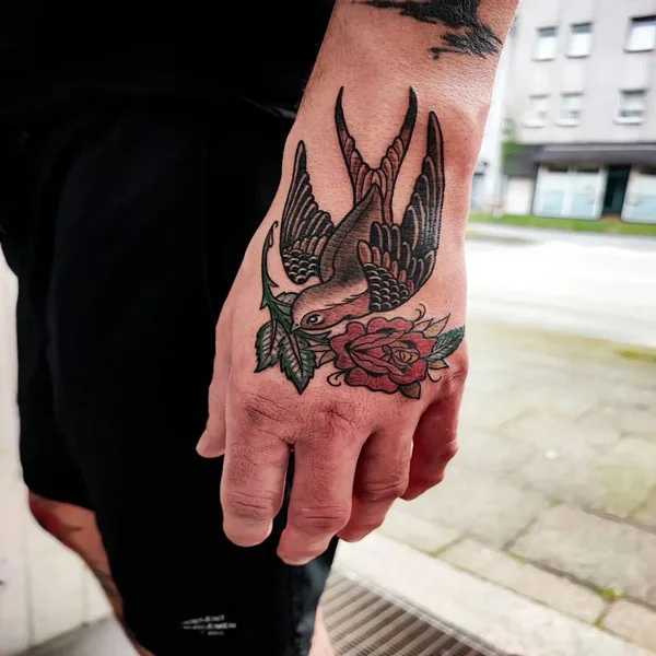 Swallow Tattoo on Hand 1