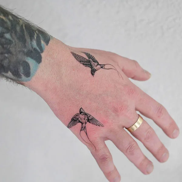 Swallow Tattoo on Hand 2