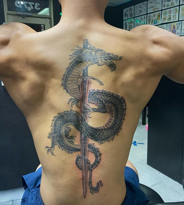Sword Back dragon tattoo