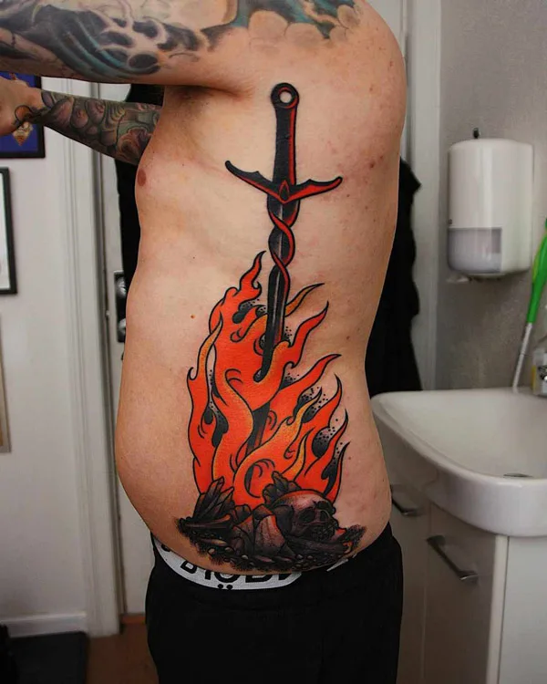 Sword Rib Tattoo