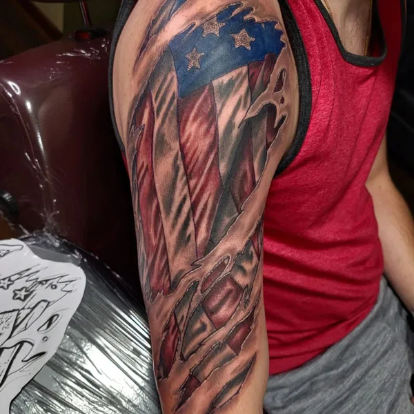 Tattered American Flag Tattoo 2