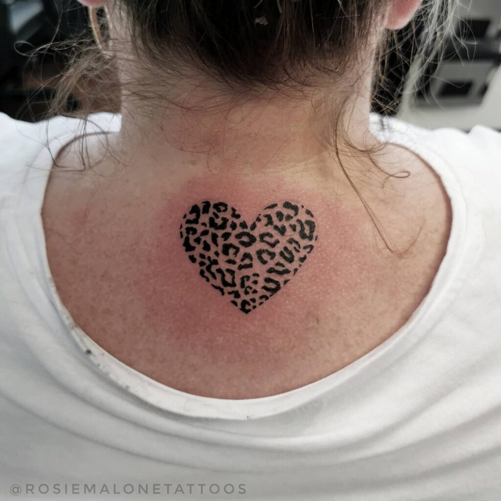 Tender and Intimate: Little Leopard Print Heart on Back Neck