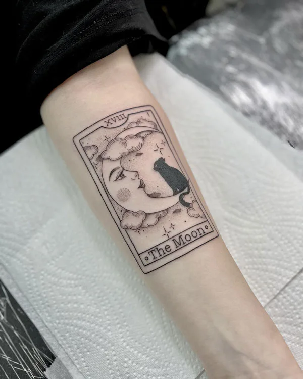 The Moon Tarot Card Tattoo 2