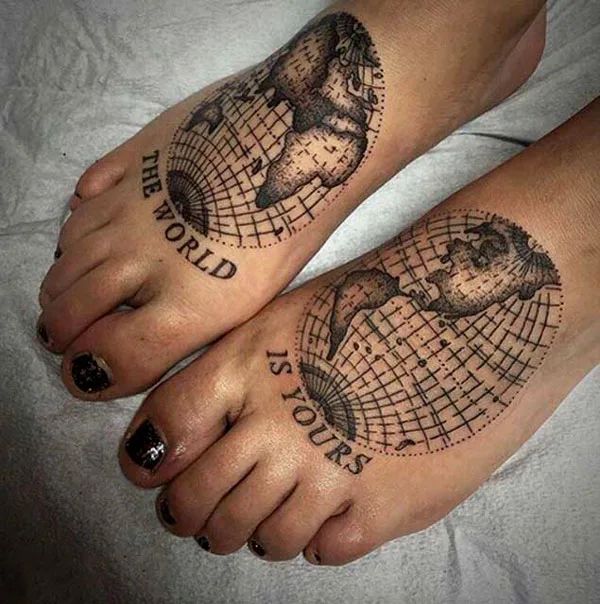 The world is yours foot tattoo