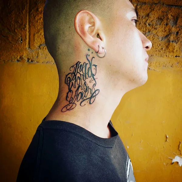 The world is yours neck tattoo