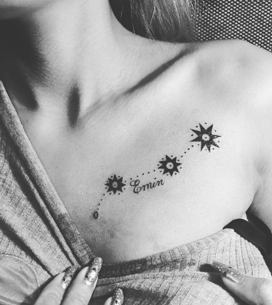 Three-star Tattoos in Front of Your Shoulder with meaning Three-star Tattoos in Front of Your Shoulder with meaning